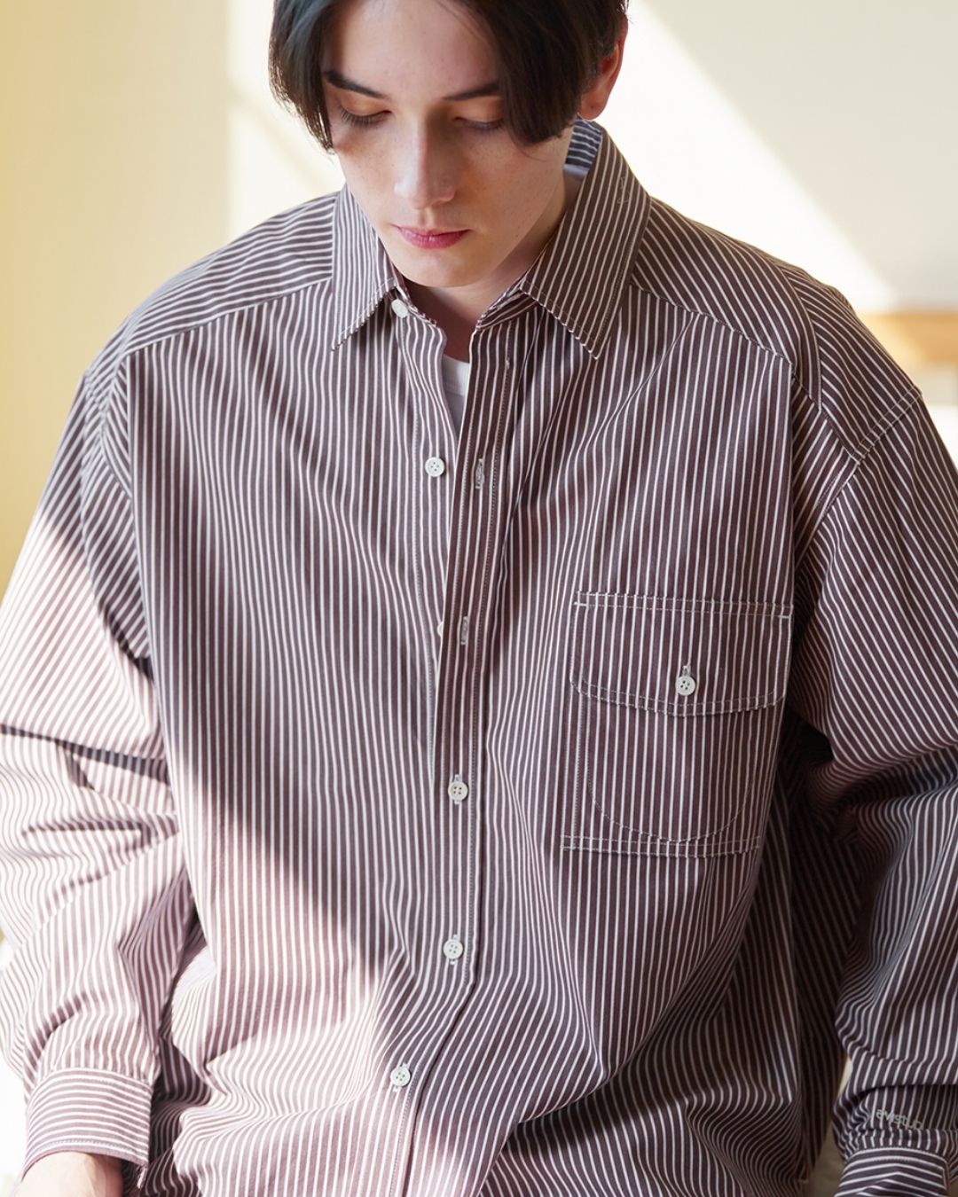 Cotton Loose Striped Shirt LS093