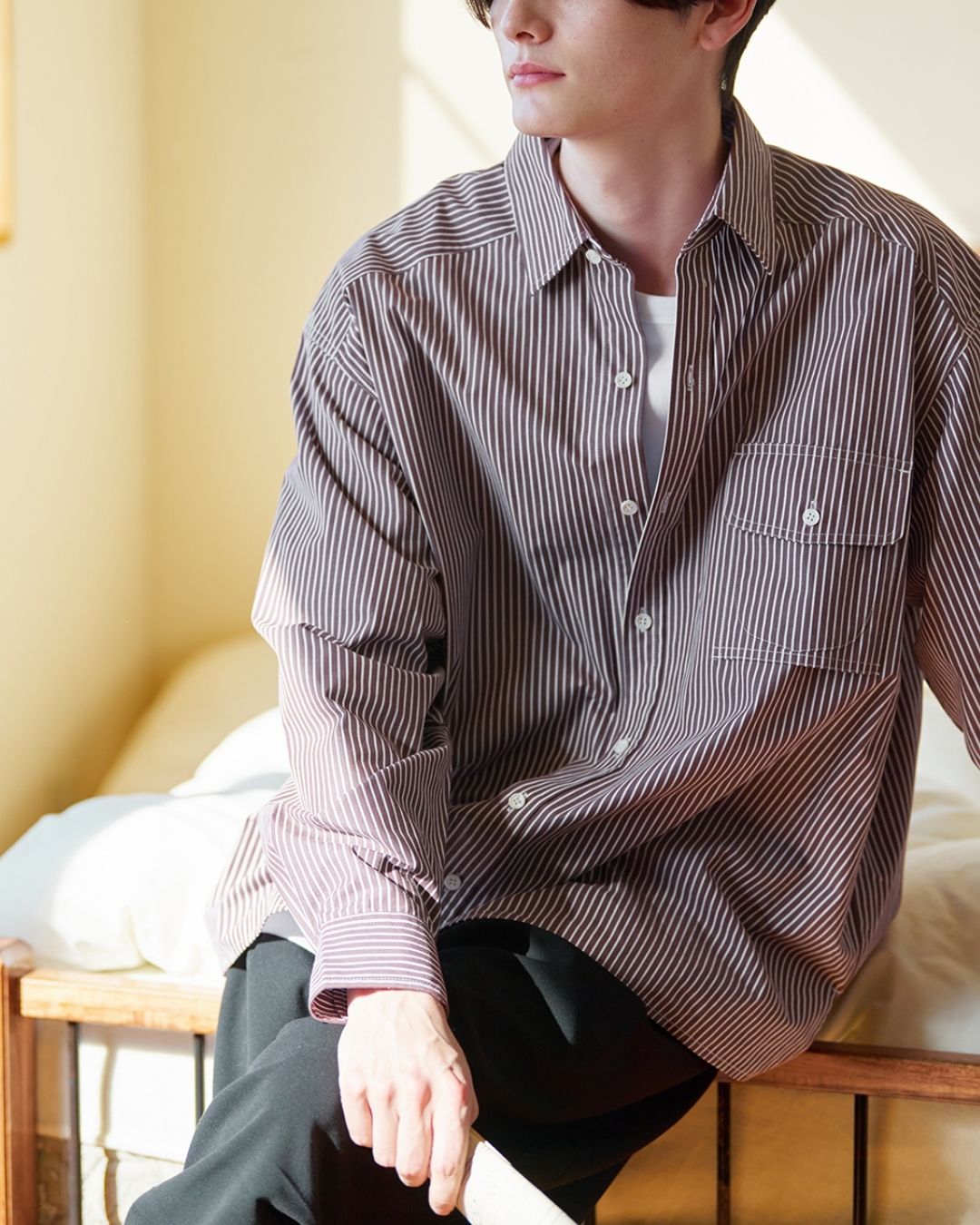 Cotton Loose Striped Shirt LS093