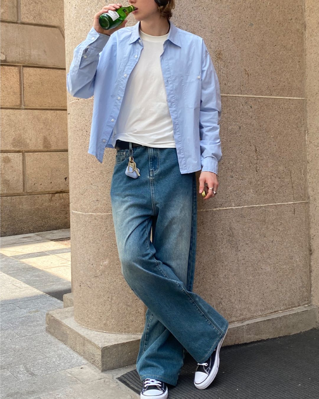 Washed Blue Straight Jeans DP051