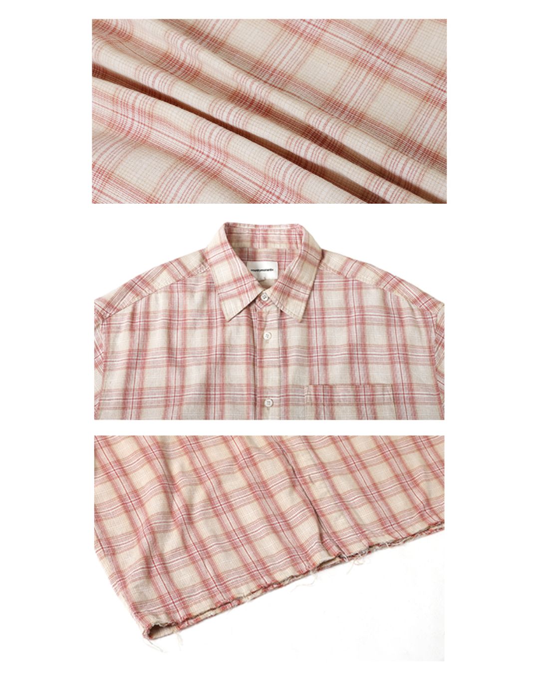 Red Checked Cut-off Shirt SS073