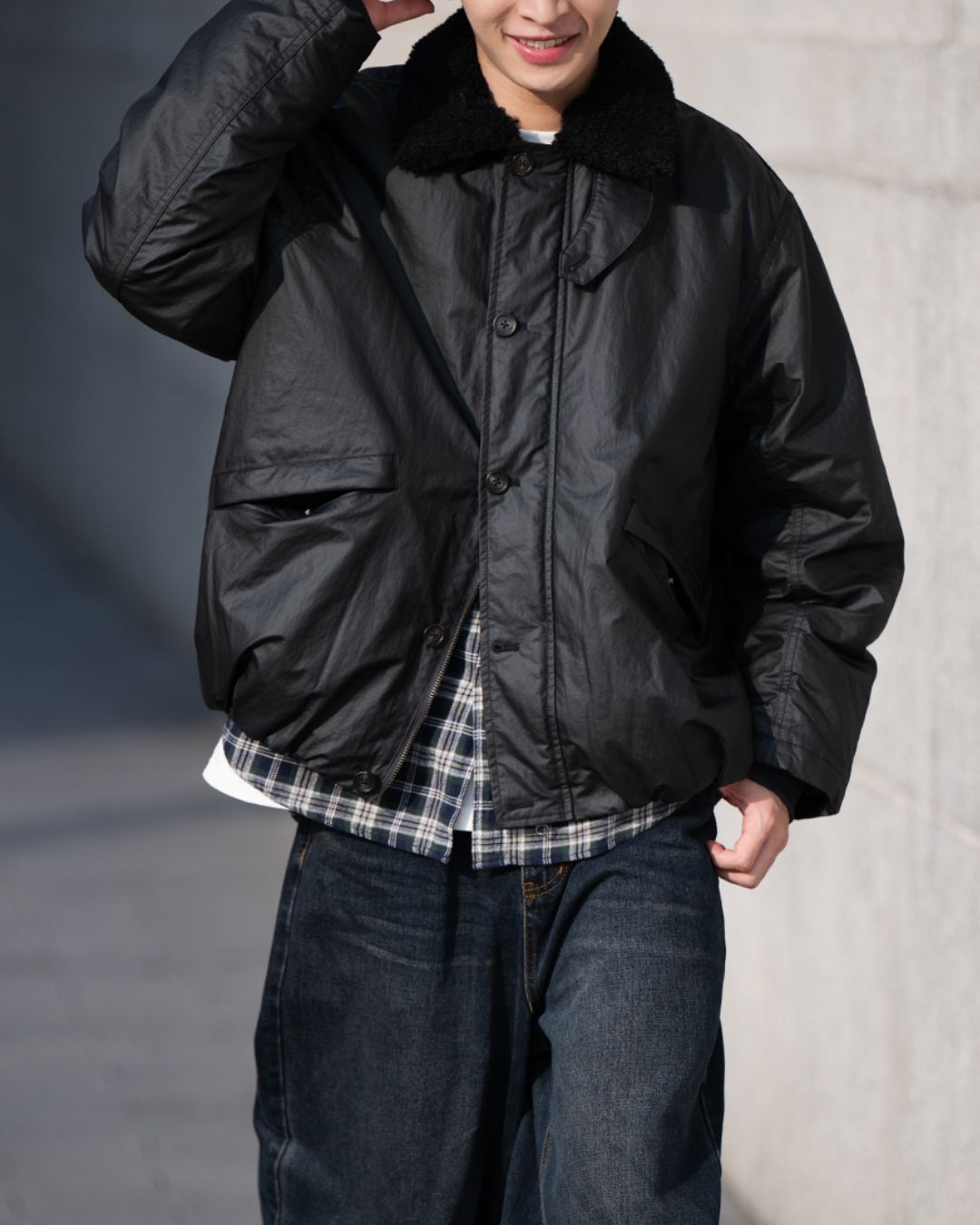 Retro Boa-collar Working Jacket JK242