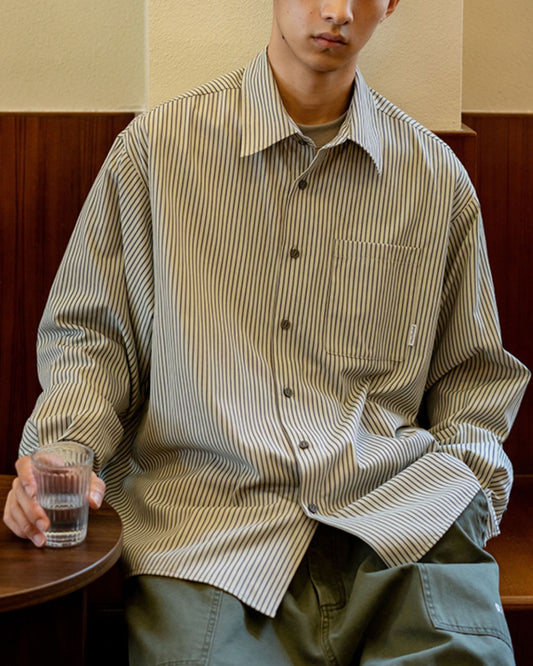 【10日以内お届け】Oversized Striped Shirt LS095
