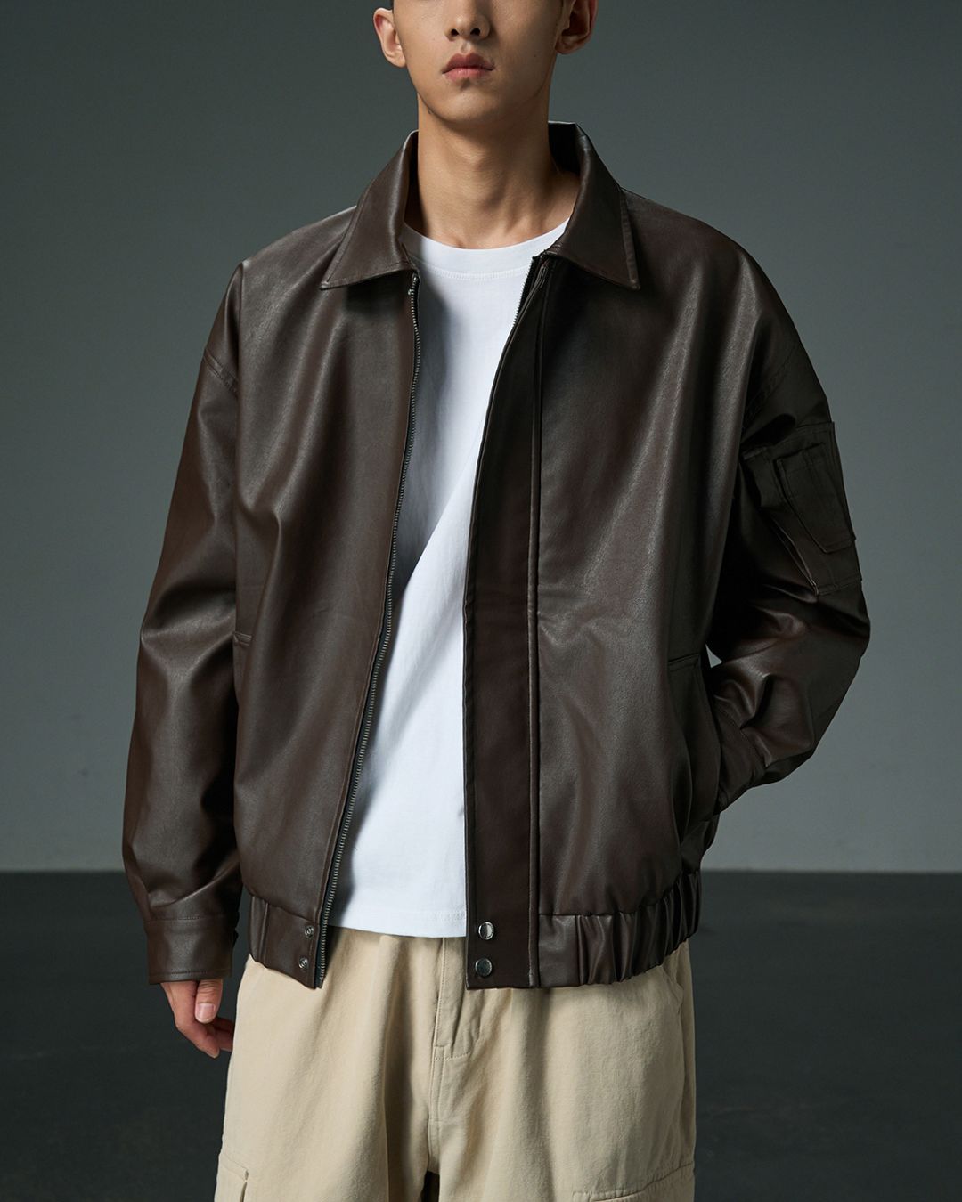 Basic PU Leather Jacket JK213