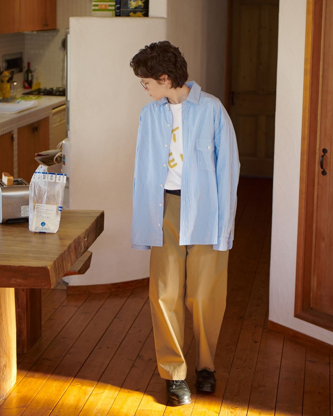 Cotton Loose Striped Shirt LS093