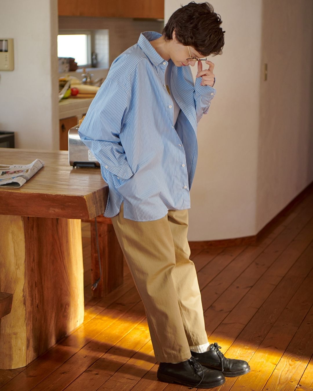 Cotton Loose Striped Shirt LS093