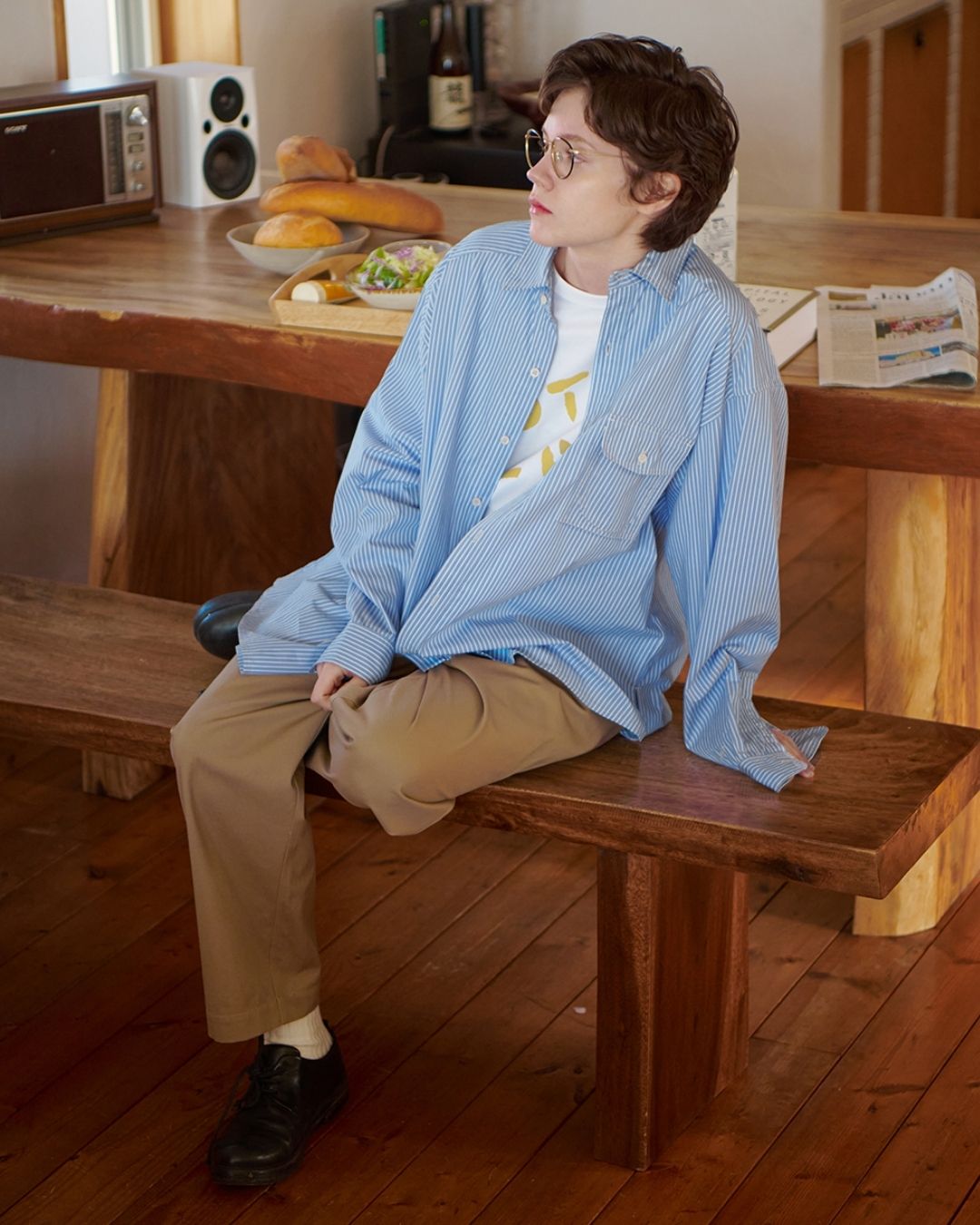 Cotton Loose Striped Shirt LS093