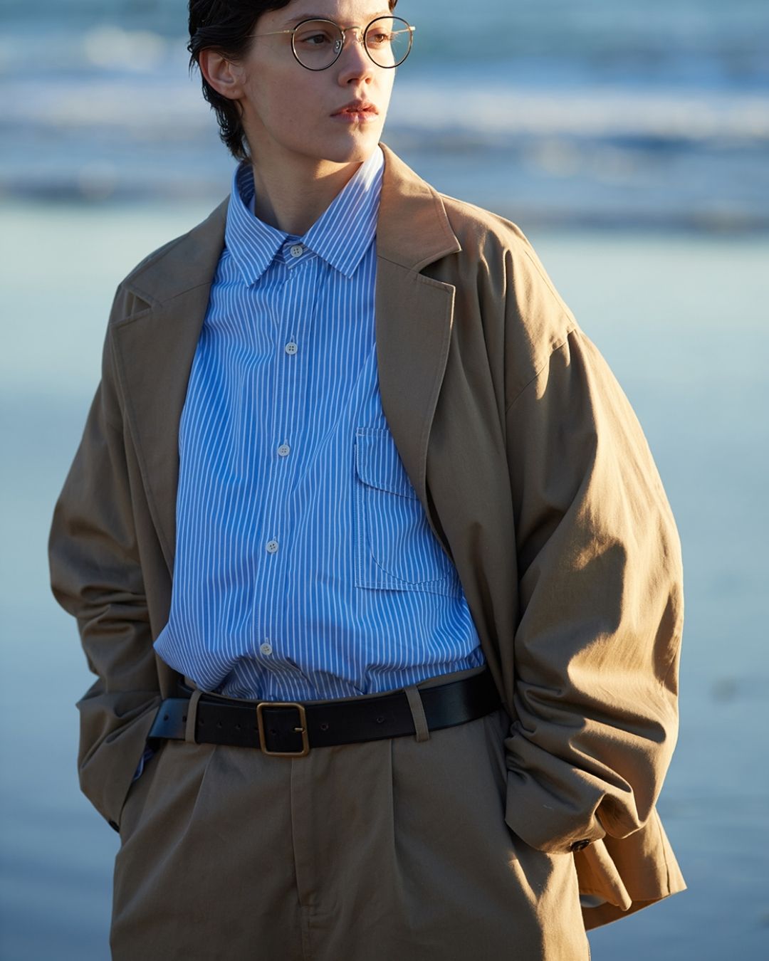 Cotton Loose Striped Shirt LS093