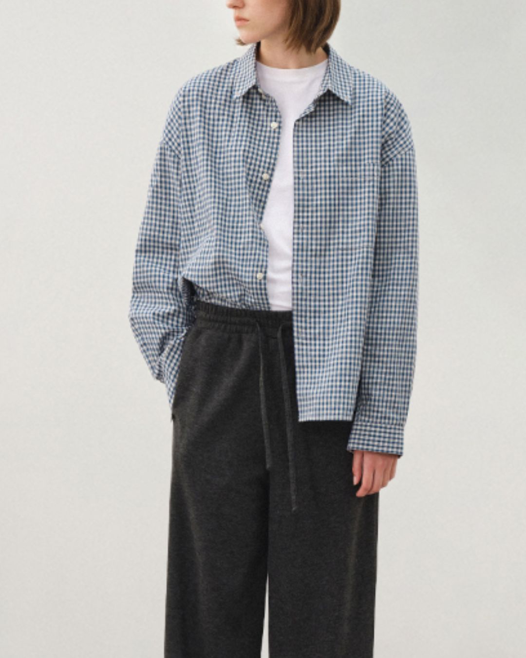 Retro Blue Check Shirt LS094