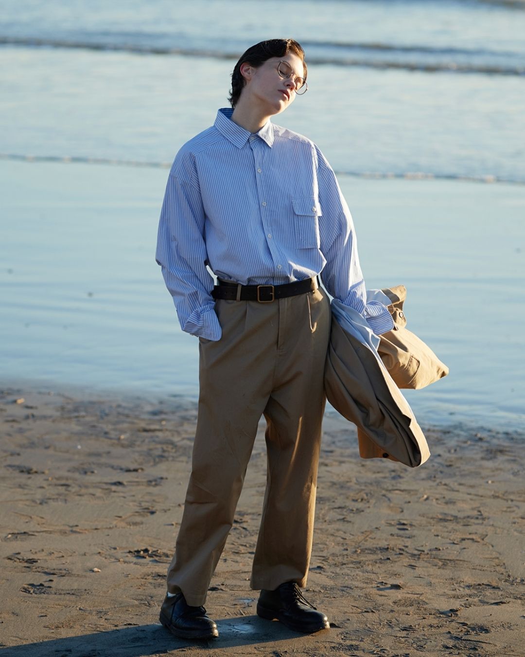 Cotton Loose Striped Shirt LS093