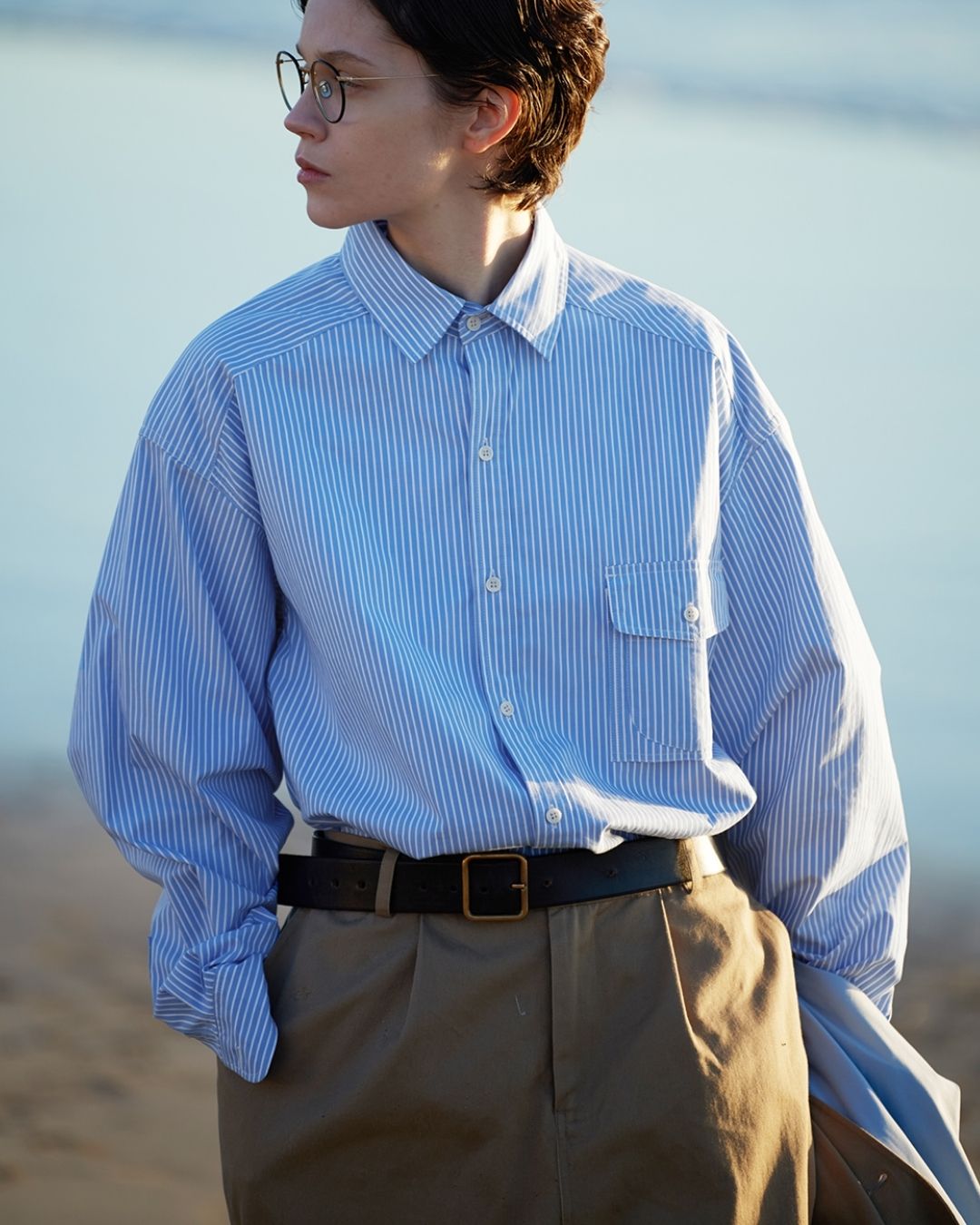 Cotton Loose Striped Shirt LS093