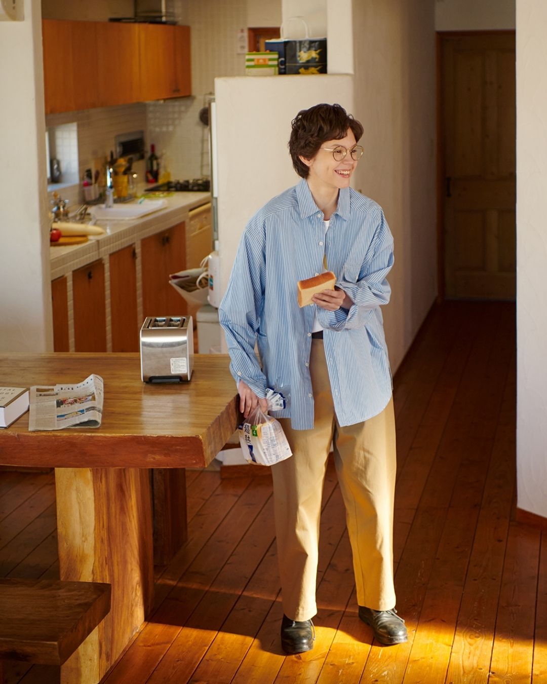 Cotton Loose Striped Shirt LS093