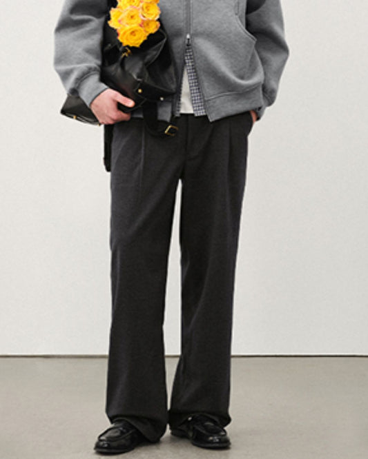 Wool Straight Wide Pants WP079