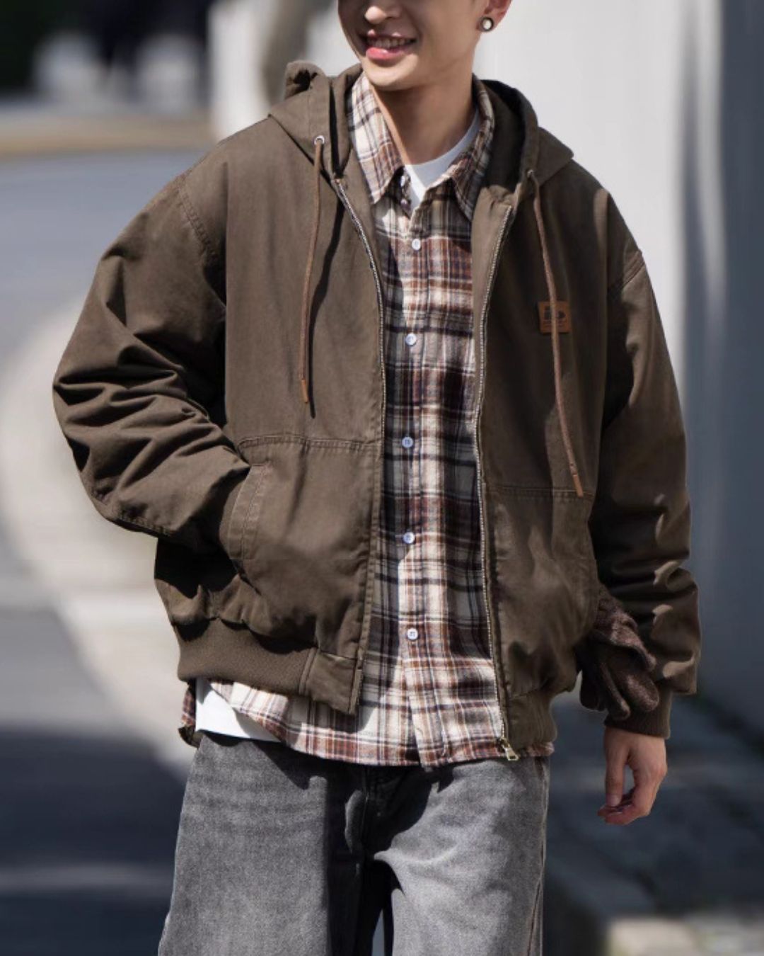Washed Cotton Hooded Jacket JK196