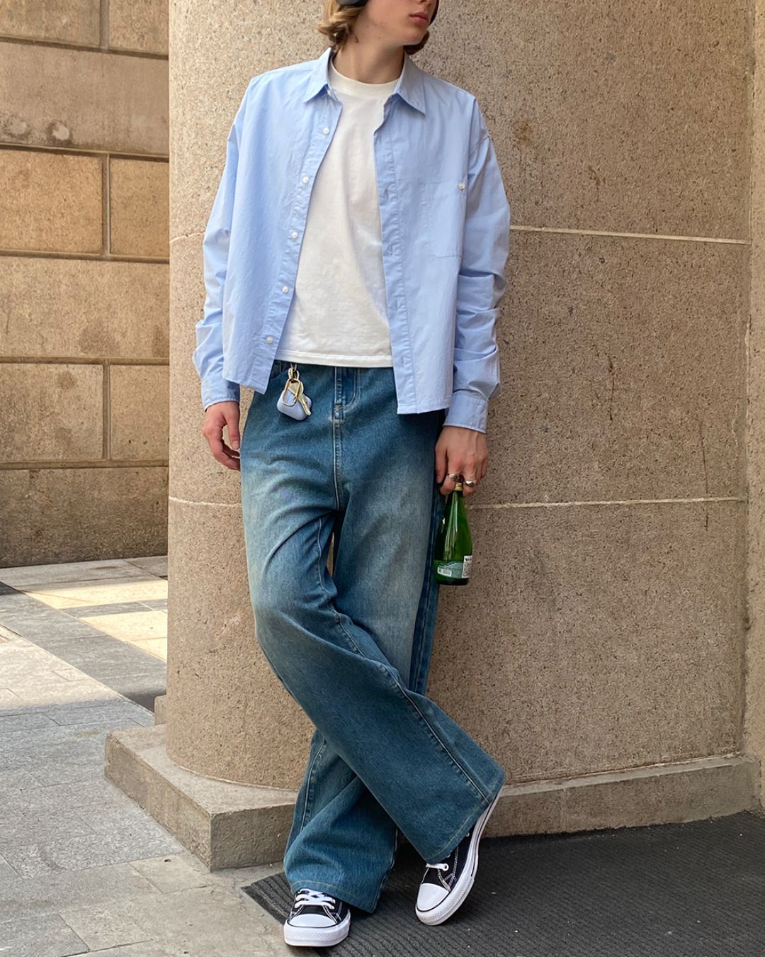 Washed Blue Straight Jeans DP051