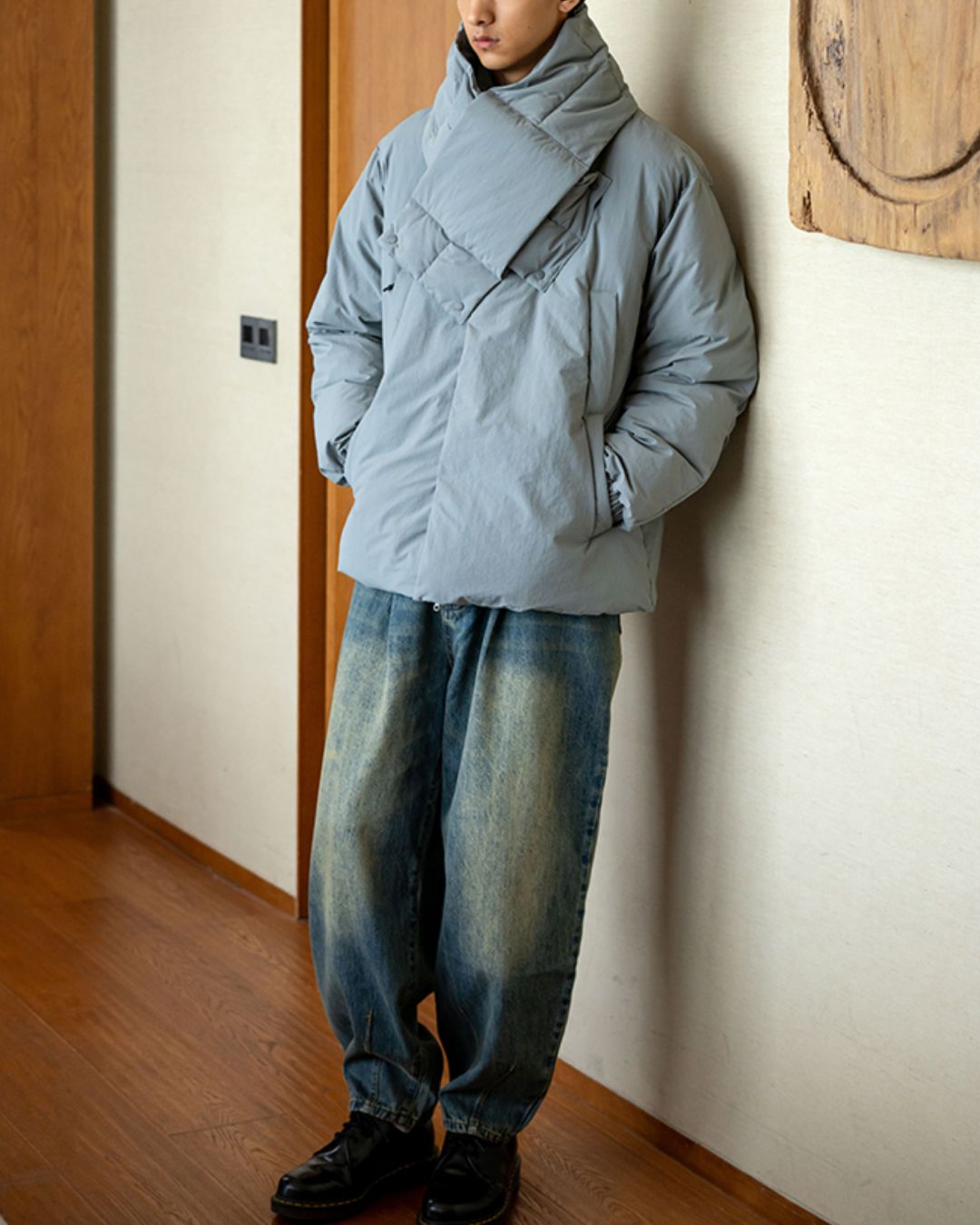 Scarf & Stand-collar Padded Jacket JK240