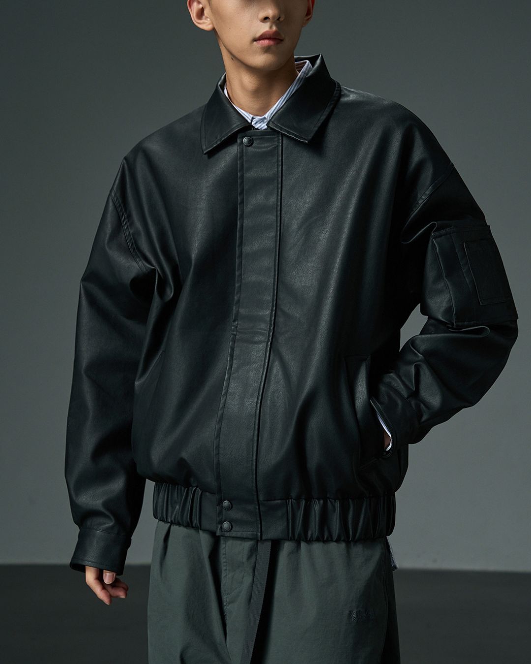 Basic PU Leather Jacket JK213