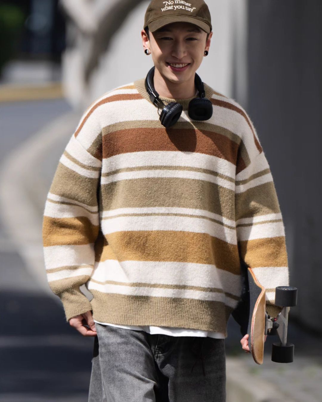 Wool Neck Border Sweater KN042