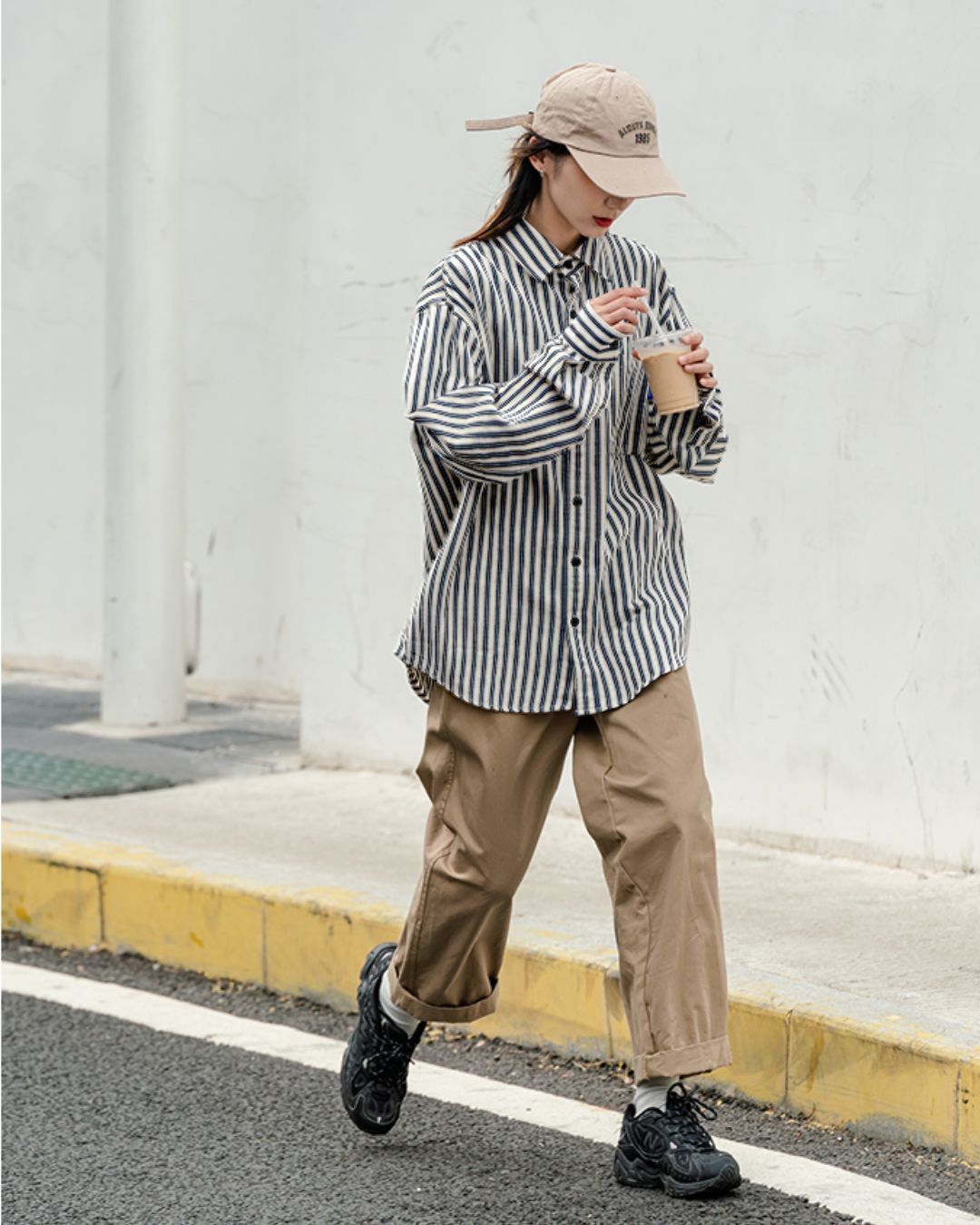 【10日以内お届け】Stripe Loose shirt LS001