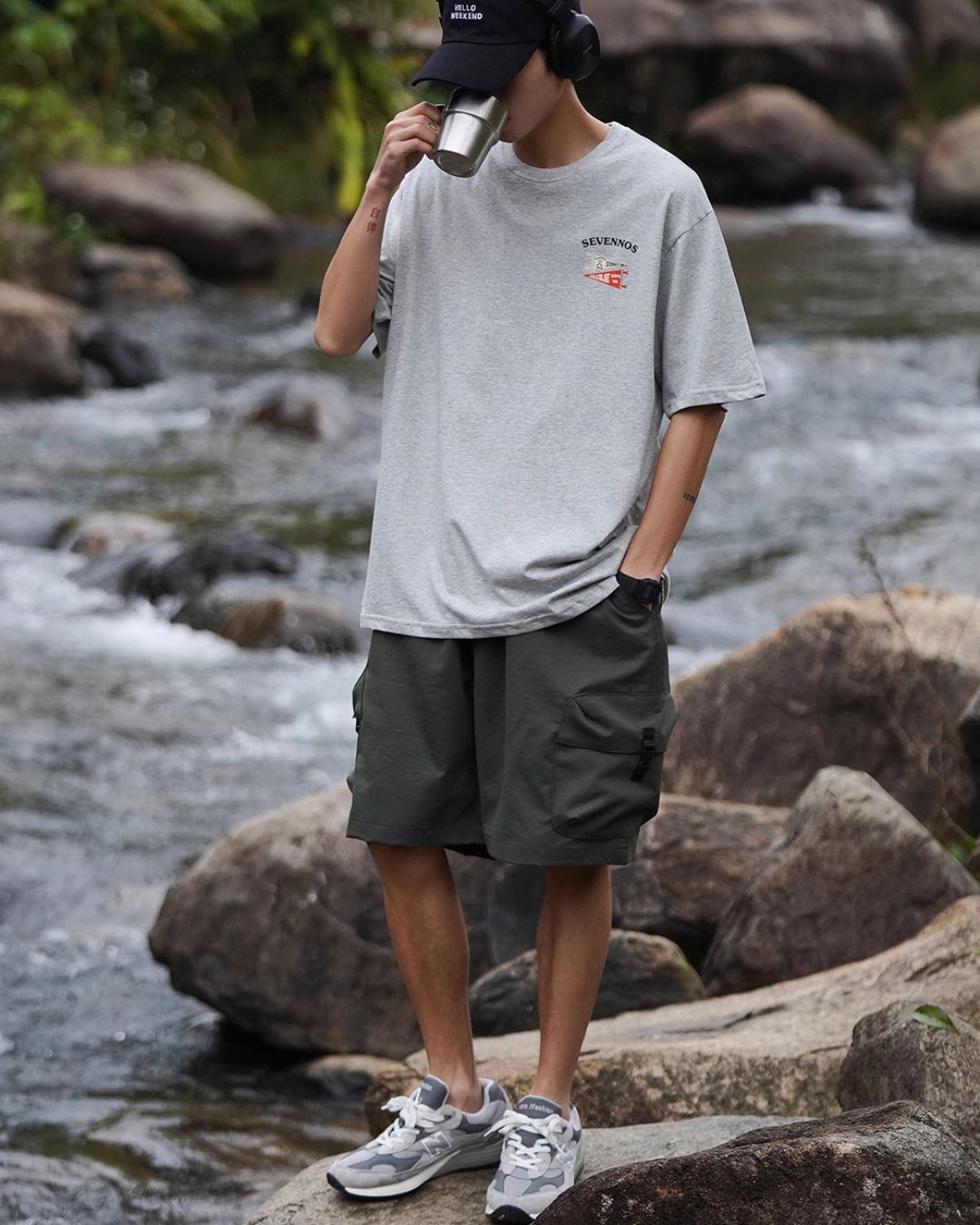 Cotton Back Print T-shirt ST069