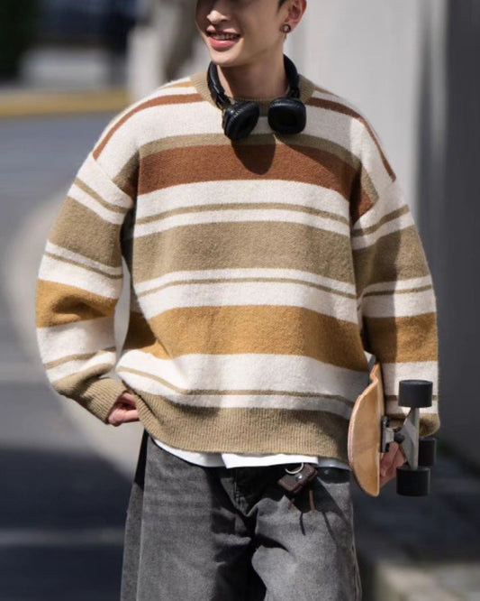 Wool Neck Border Sweater KN042