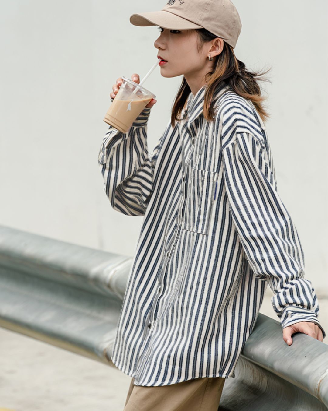 【10日以内お届け】Stripe Loose shirt LS001