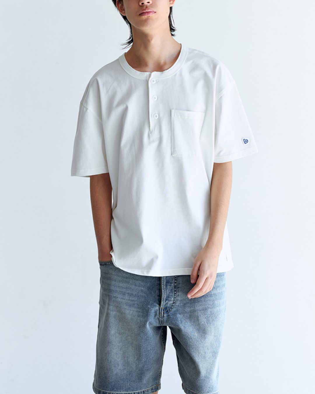 Basic Henley Collar T-shirt ST162