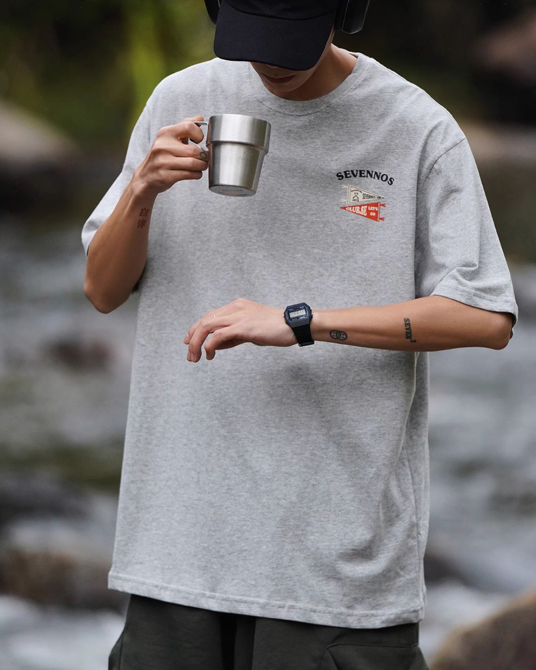 Cotton Back Print T-shirt ST069