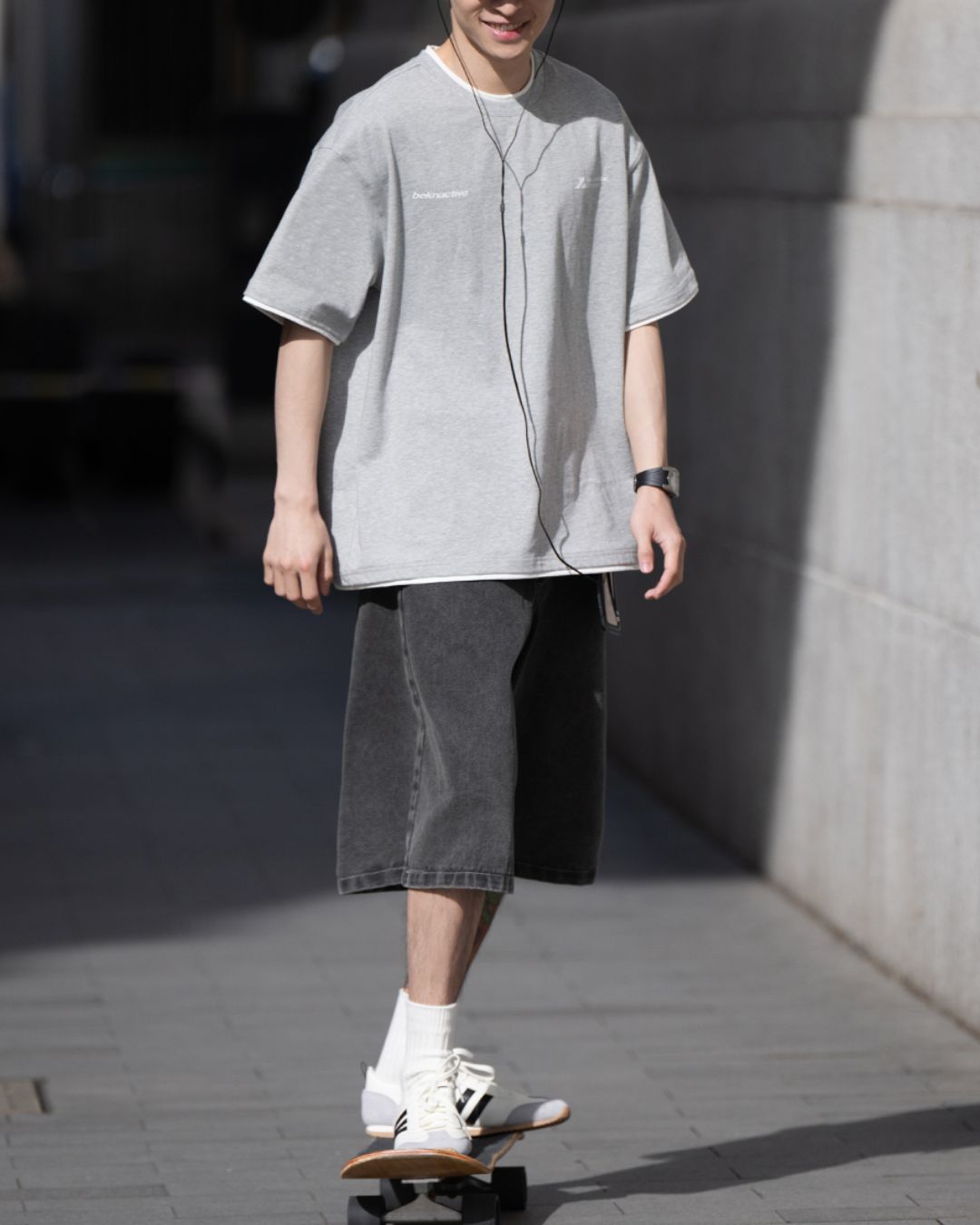 Washed Black Half Denim Pants SP066