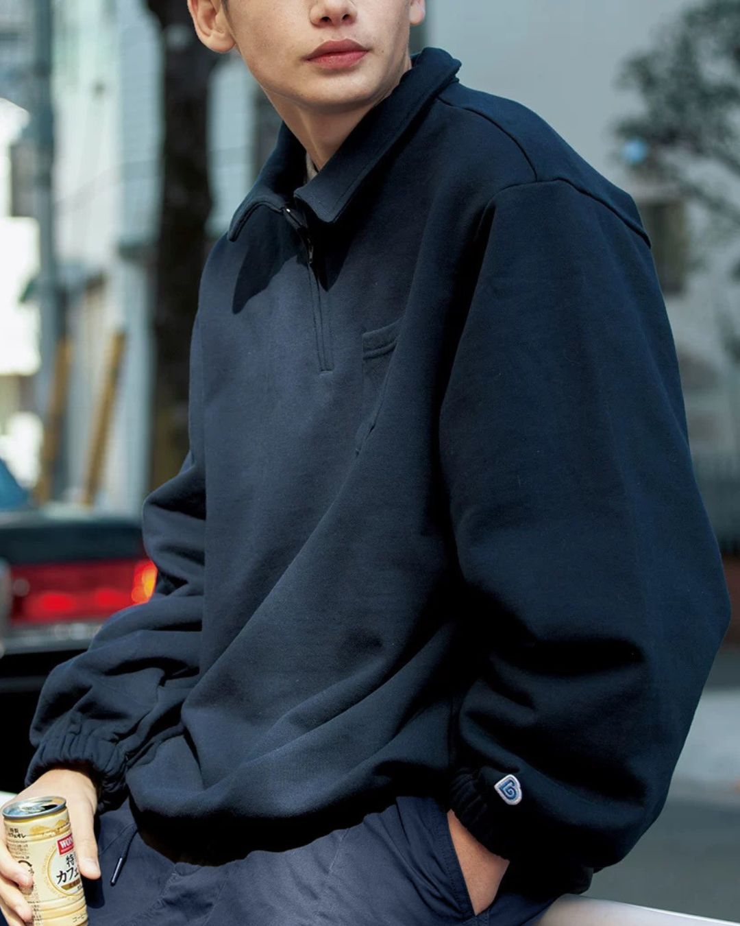 【10日以内お届け】Balloon Sleeve Half Zipper SW009