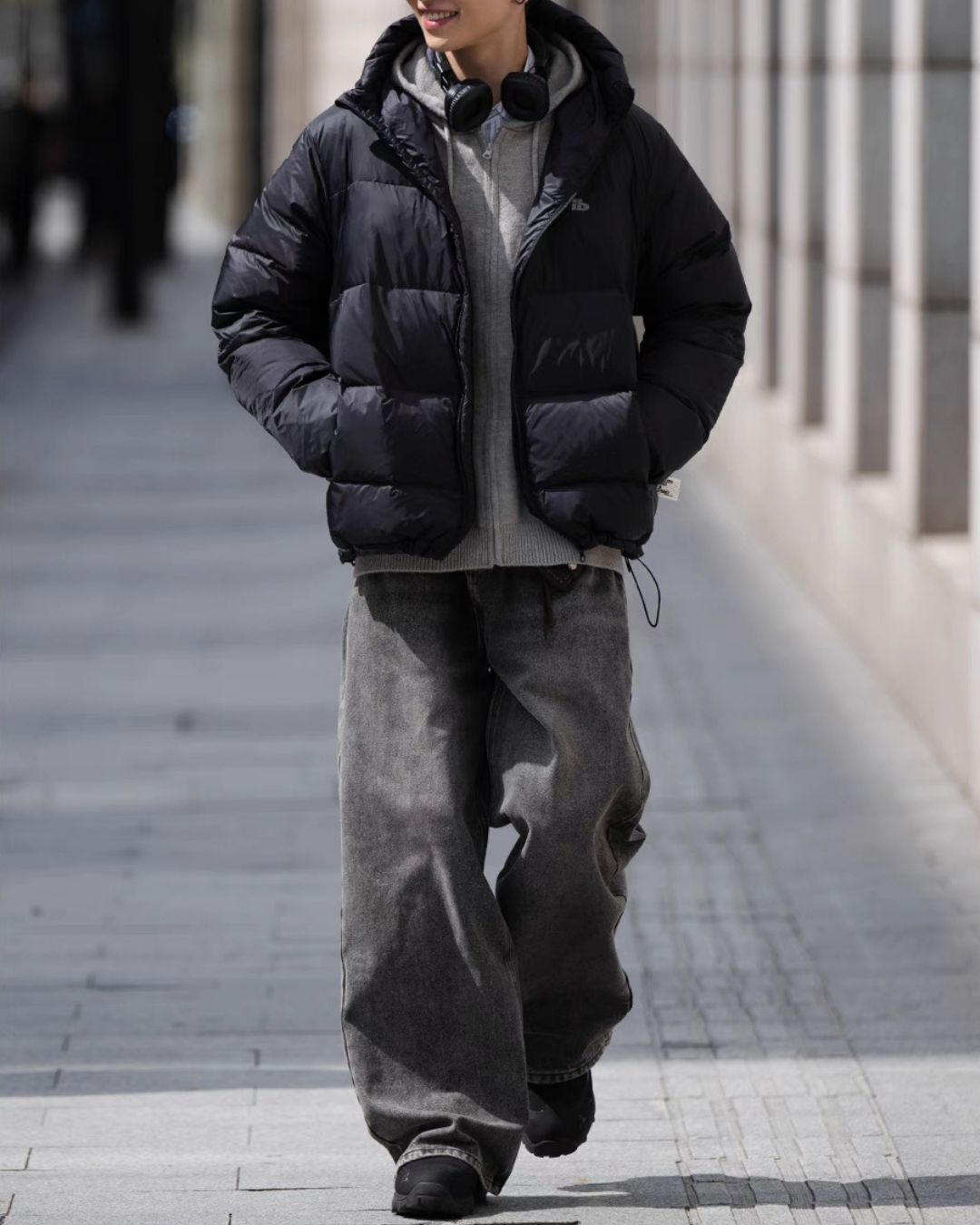 Washed Black Straight Jeans DP041