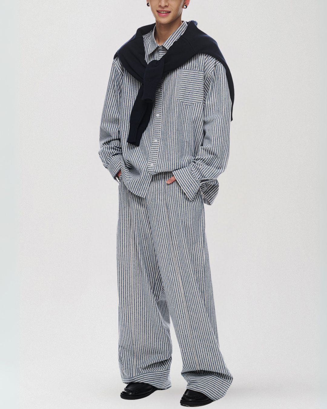 Cotton Striped Wide Pants WP082