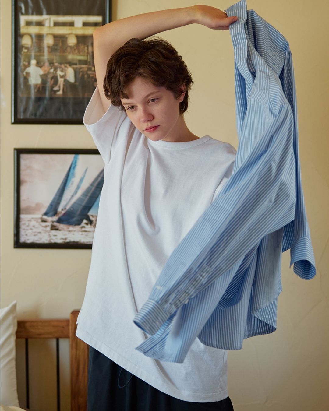 Cotton Loose Striped Shirt LS093