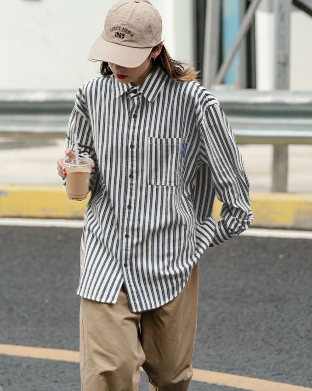 【10日以内お届け】Stripe Loose shirt LS001