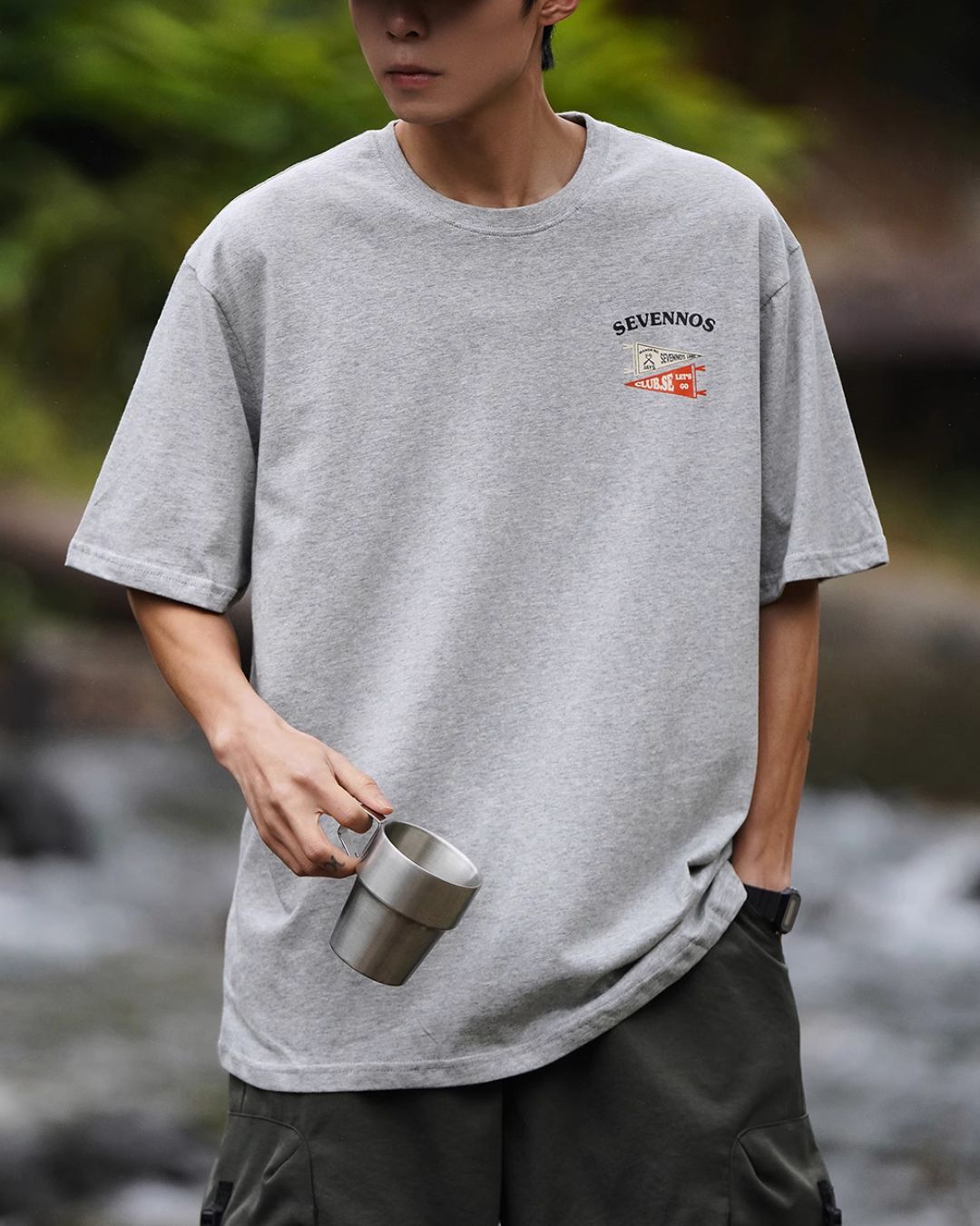 Cotton Back Print T-shirt ST069