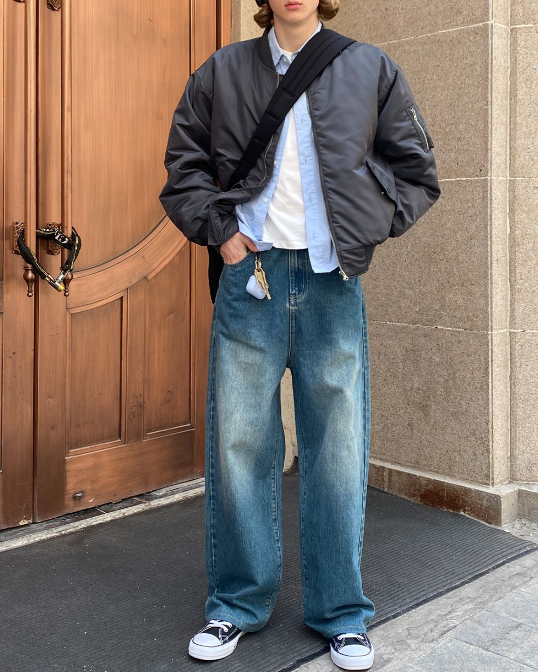 Washed Blue Straight Jeans DP051