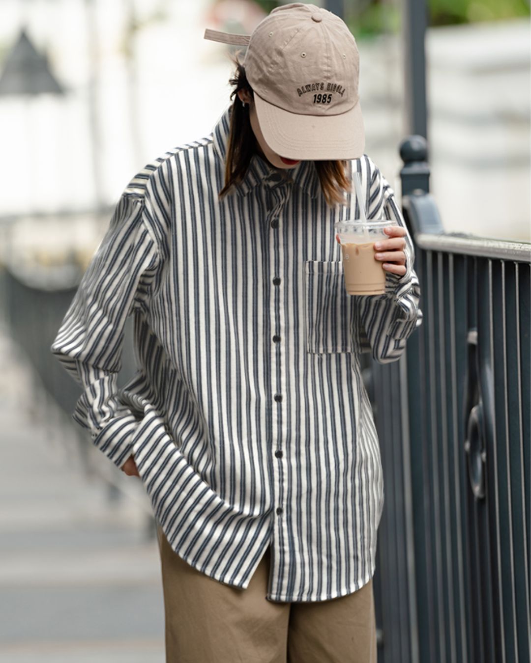 【10日以内お届け】Stripe Loose shirt LS001