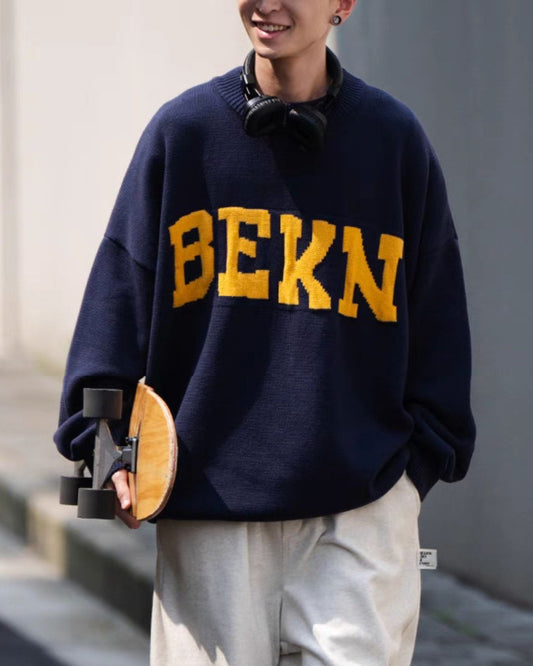 Wide Logo Knit Sweater KN046