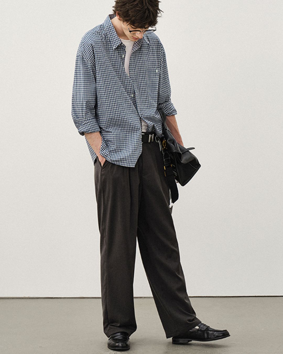 Retro Blue Check Shirt LS094