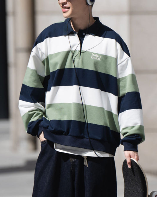 【10日以内お届け】Border Polo Sweatshirt LS101