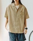 【10日以内お届け】Open Collar Striped-Shirt SS025