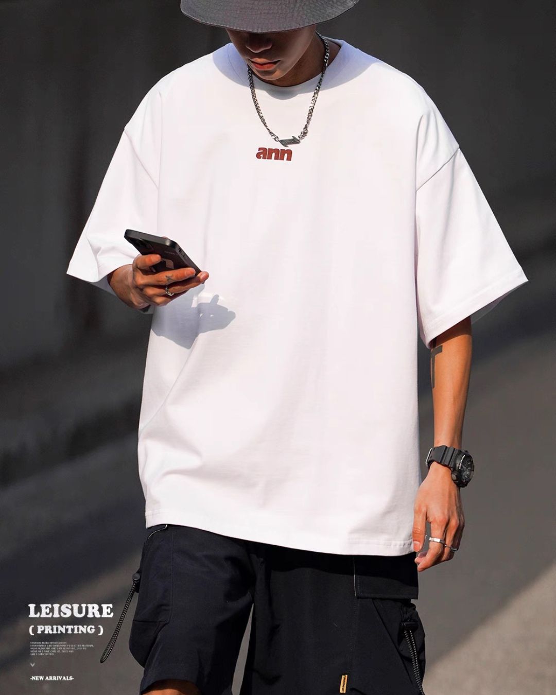 Wide Alphabet Print T-shirt ST099