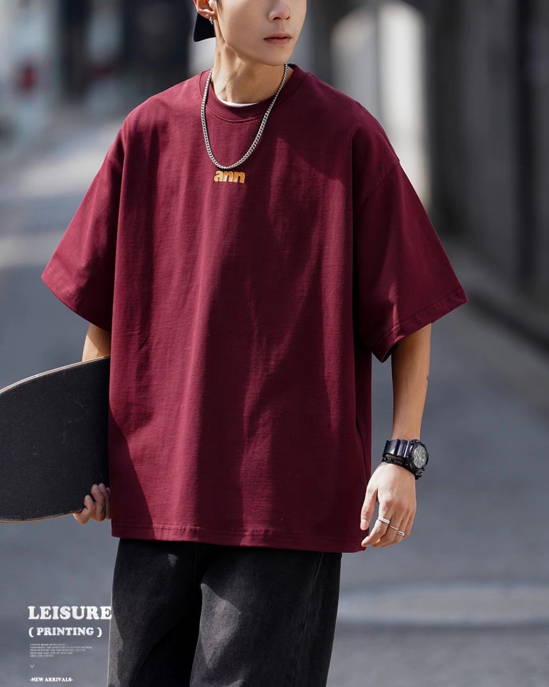 Wide Alphabet Print T-shirt ST099