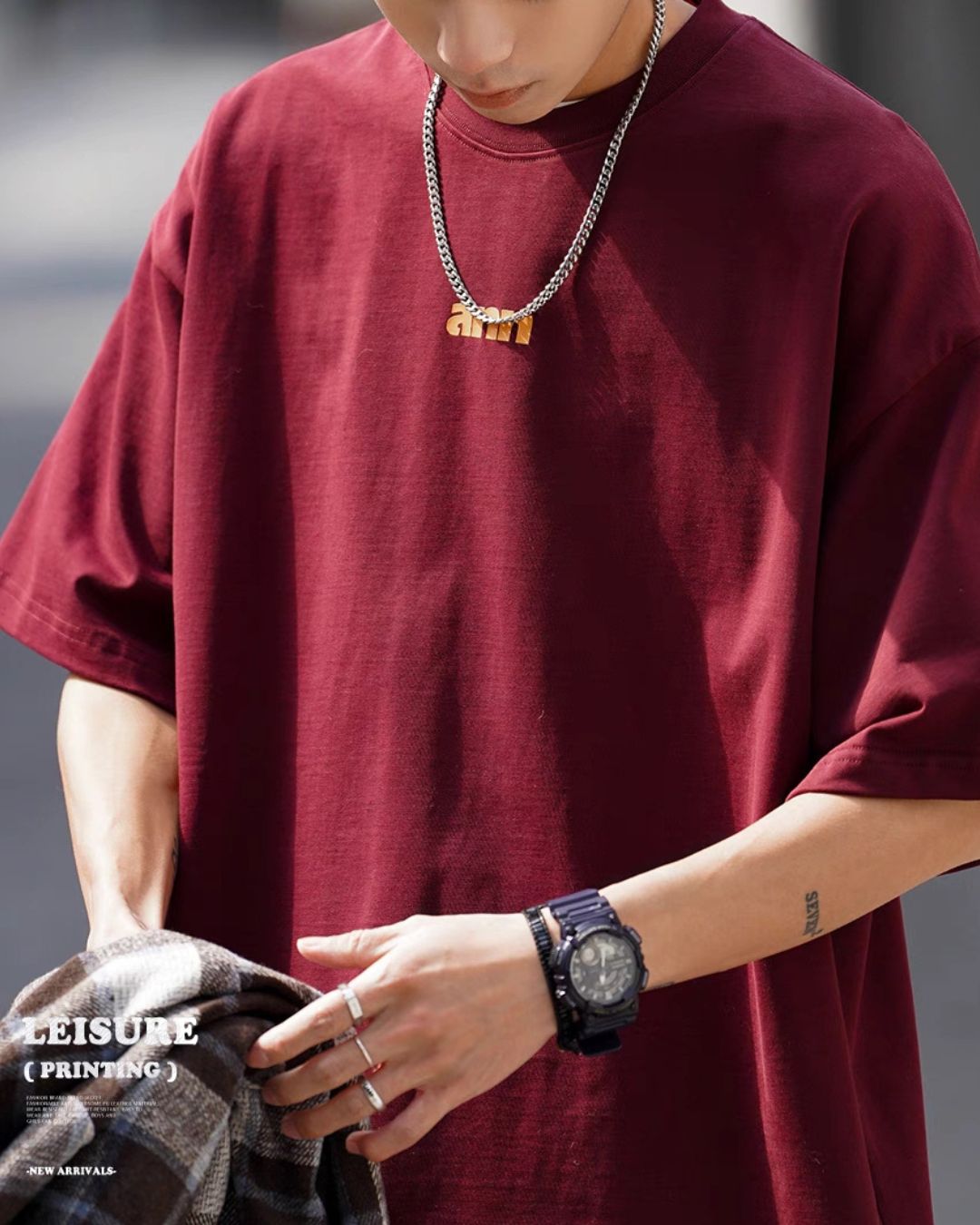 Wide Alphabet Print T-shirt ST099