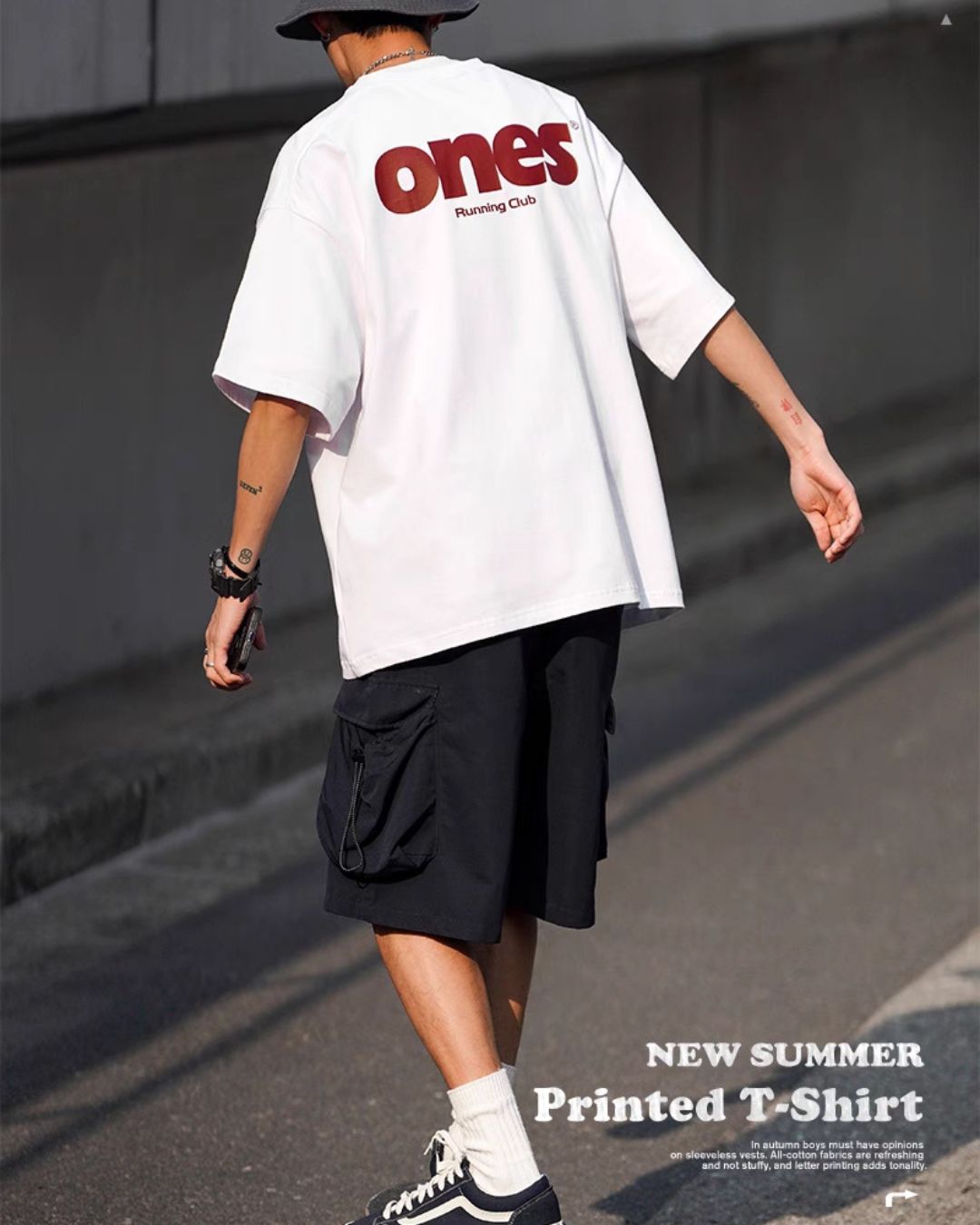 Wide Alphabet Print T-shirt ST099