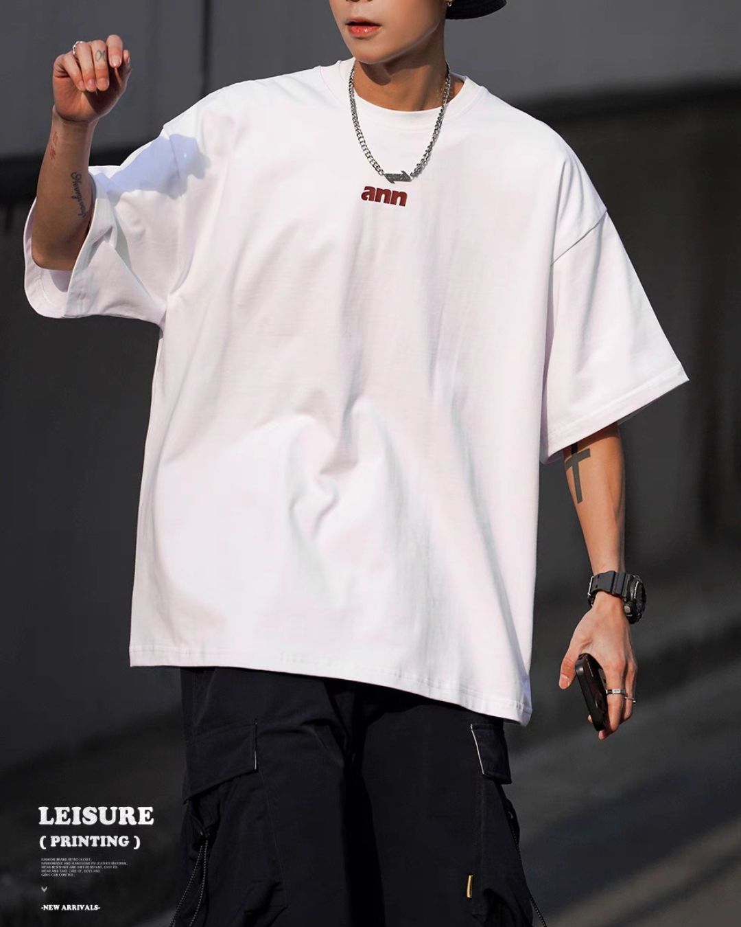 Wide Alphabet Print T-shirt ST099