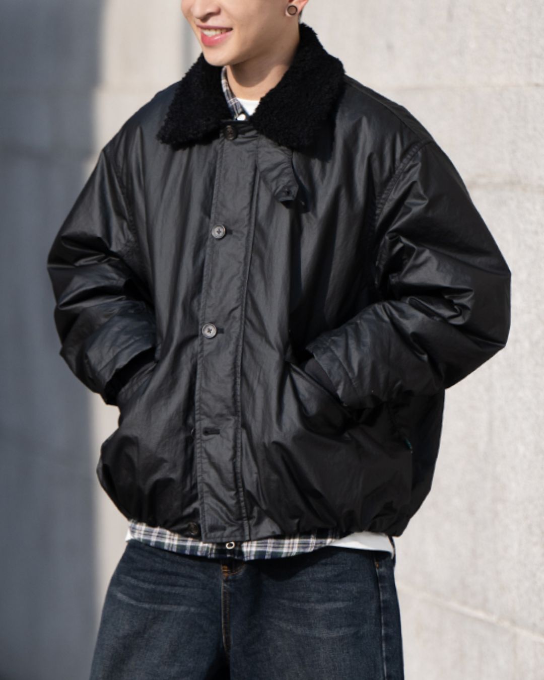 Retro Boa-collar Working Jacket JK242