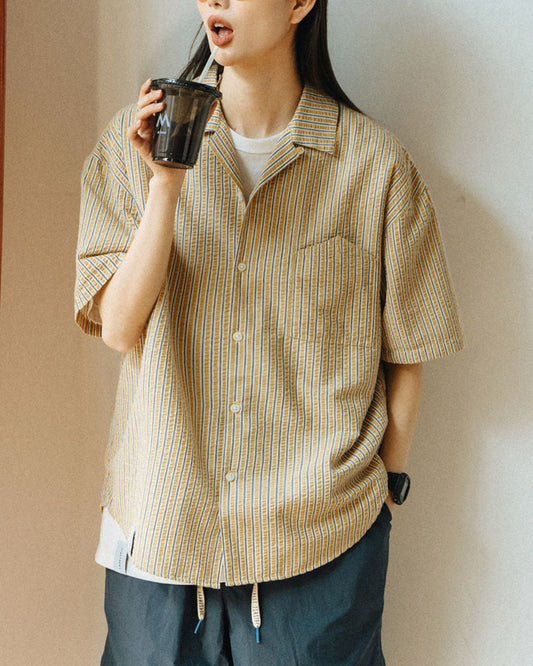 Open Collar Striped-Shirt SS025