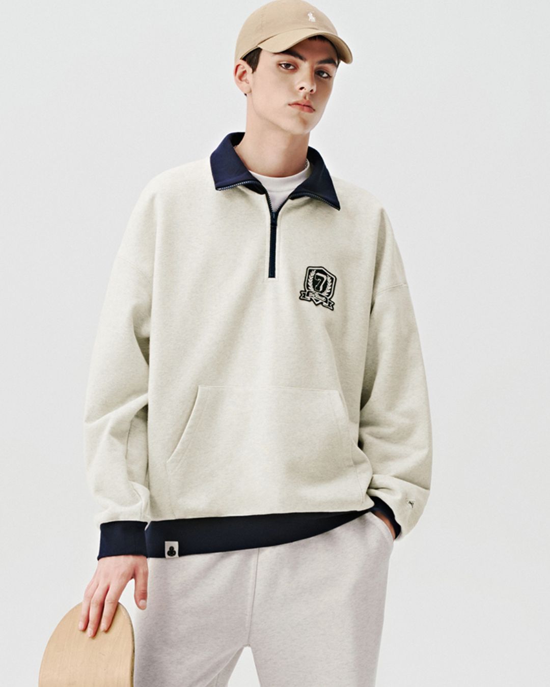 College Style Half Zip Sweat　SW070