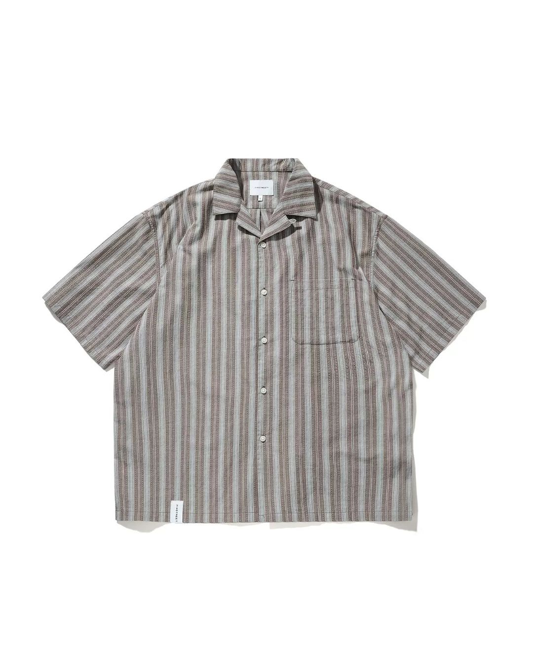 Open Collar Striped Retro Shirt　SS052