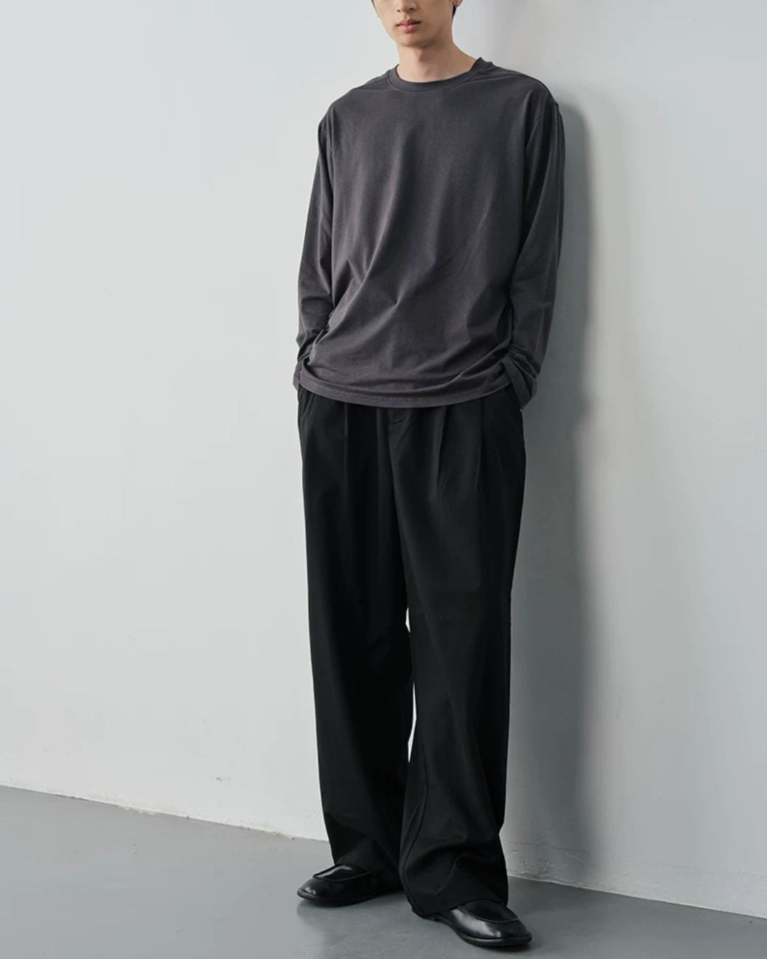 Wool Blend Tuck Wide Pants　WP119